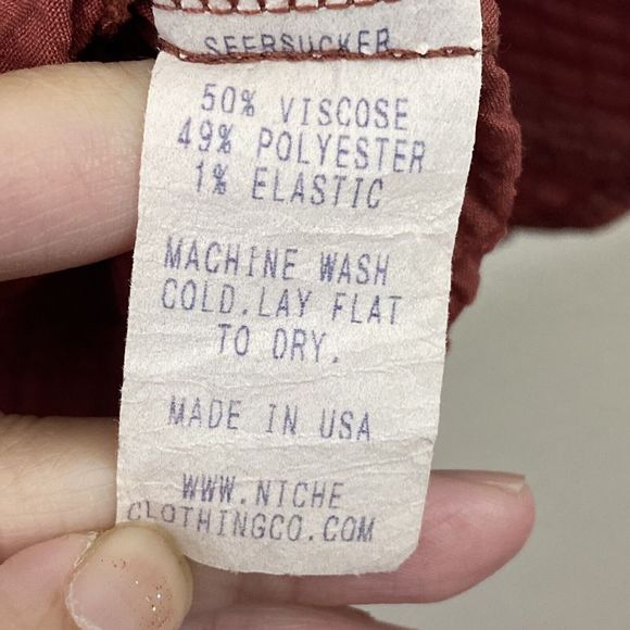 Niche Nilgun Derman Top Womens Size XL Lagenlook Crinkle Rust Orange P2 - Picture 8 of 8